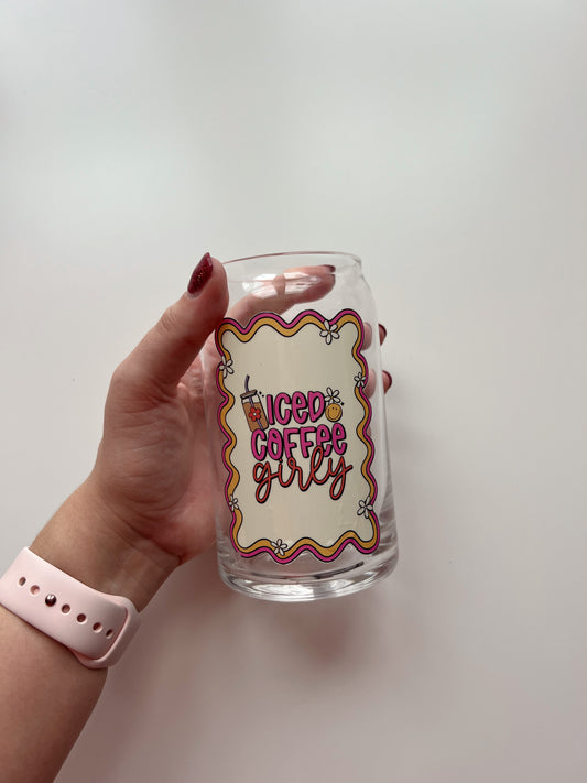 Iced coffee girly glass can