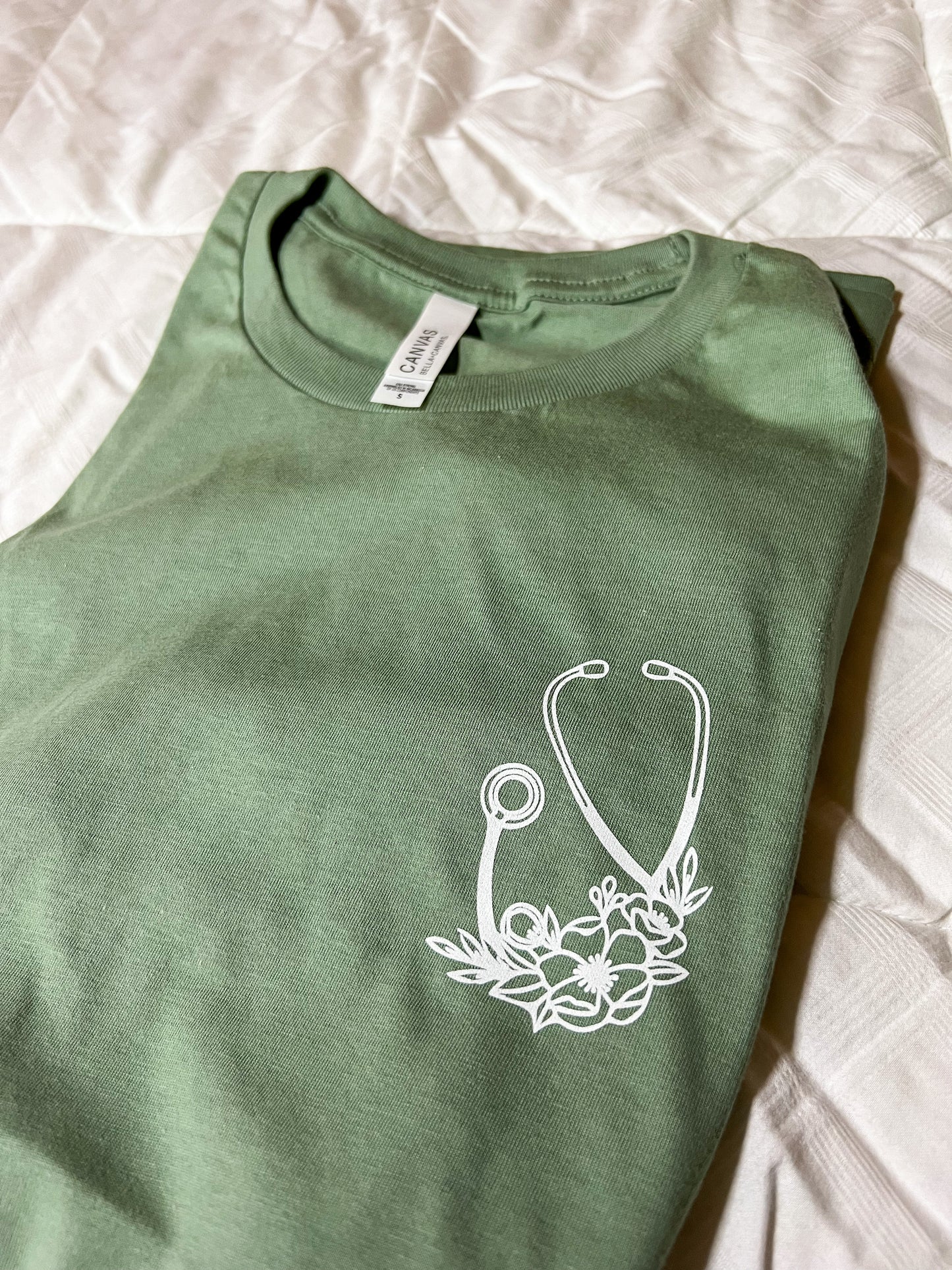 Floral stethoscope tee