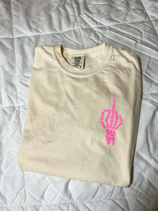 Skeleton middle finger tee